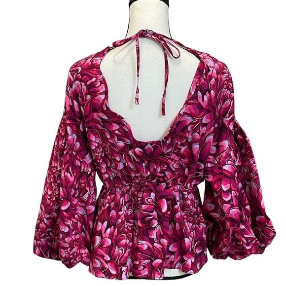 Kika Vargas x Target Mum Floral Scallop Back Blouse - Pink Size M - Picture 4 of 5